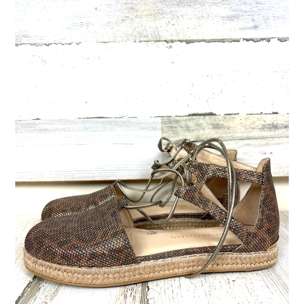 Stuart Weitzman Womens 7 Leopard WalkMyWay Leather Platform Sandals